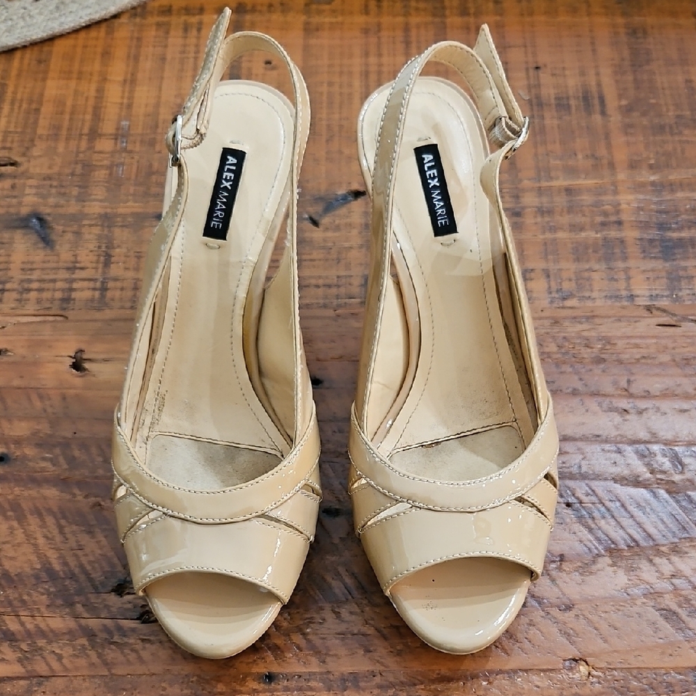 Alex Marie Women's Beige Peep Toe Heels